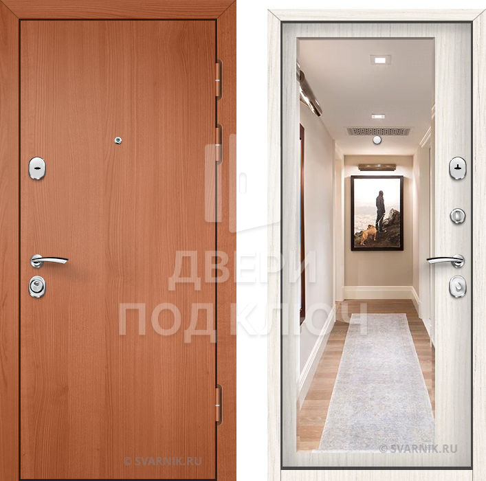 Входная дверь с зеркалом для коттеджа ДПК-10366